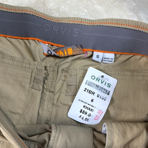 Orvis Womens Khaki UPF 50 Protection Outdoor Performance Shorts 6 NWT - Picture 3 of 6